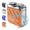 Pikkukuva 2 / 5: Kannettava partakone, ladattava sähköparranajokone kaksoisrenkaalla ja magneettileikkurilla, mini sähköparranajokone Orange
