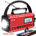 Miniatyrbilde 3 av 5: Radioer, SOS, 3 moduser, leselampe, bærbar nødradio med leselys og 10000mAh oppladbart batteri, vannbestandig AM/FM/SW/NOAA Red