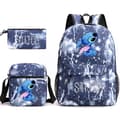 Stitch 3-delars Set Ryggsäck Mochila Barn Väskor med Kapacitet - 1 Lightning Blue