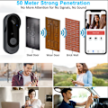 Miniatyrbilde 3 av 5: Smart WIFI Dørklokke for Hjemmet med Vanntett Kamera, HD Nattsyn, Alarm, Trådløs Video Intercom