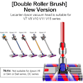 Miniatyrbilde 5 av 5: Erstatningsmunnstykke for støvsuger for Dyson V7 V8 V10 V11 V15-serien motorhode, mykt rullebørstehode, dobbel rullebørste