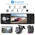 Miniatyrbild 3 av 5: 1Din Bilradio Stereo Bluetooth MP5 MP3 4.1 Tum Pekskärm, Rattstyrning, Backkamera, Satellitsändning With 8 LED Camera