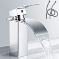 Miniatyrbilde 2 av 5: Moderne baderomskran Elegant fossefall design servantkran messing blandebatteri varmt kaldt vann tilgjengelig G 3/8 krom kran Pd8cc