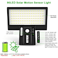 Miniatyrbilde 2 av 5: Solcellelampe utendørs, 90 LED-er, med bevegelsessensor, vanntett, egnet for hage, terrasse, stier, trapper