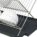 Miniatyrbilde 4 av 5: Maxhome Lønnefarget Sammenleggbart Oppvaskstativ med Brett 2 Nivåer, Sammenleggbart Stativ og Tørkebrett for Vasken, Oppbevaring og Lagring for Oppvask, 36x26x30,5 cm RANDOM