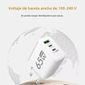 Miniatyrbillede 3 af 5: GaN Type C PD-oplader med 3 USB-porte Opladningsadapter til iPhone 15 14 Xiaomi Samsung Universel Kompatibel White EU +1m CC