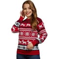 Dame julesweater, elgprint, langærmet rundhalset pullover, blød striktop, festlig vinter
