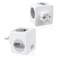 Miniatyrbillede 1 af 5: Cube 5-i-1 stikdåse med 2 USB-porte - Hvid