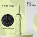 Miniatyrbilde 2 av 5: Komplett 24-spilers automatisk paraply i forskjellige farger, vann- og solbeskyttelse for voksne, størrelse 55-61 cm Mocha green