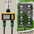 Miniatyrbillede 2 af 5: 2 udløb Vandingsautomatisk vanding Solopladning Digital sprinkler Vandventilcontroller til Garde
