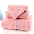 Miniatyrbild 2 av 5: Lyxigt handduksset i bomull för hemmet, 3-delat set, ultramjukt, mycket absorberande, inkluderar 1 badhandduk, 1 handduk, 1 tvättlapp 3PCS Soft Pink