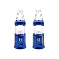 Miniatyrbillede 2 af 5: Bærbar solcelleopladelig LED-campinglampe vandtæt, 2/1 stk., indendørs batterier, solcelleoplader til mobiler 2 UND blue