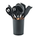 Miniatyrbillede 3 af 5: Silikone køkkenredskaber med non-stick træhåndtag Grid