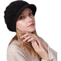 Miniatyrbild 5 av 5: Damfleecebasker, stickad vintermössa, varm, vintage chic, pompom