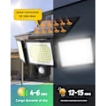 Miniatyrbilde 4 av 5: Solarcelle vegglampe utendørs 304/172 LED integrert supersterk bevegelsessensor sterk energi IP65 vanntett 3 arbeidsmoduser for hage 172 LEDs with Remote