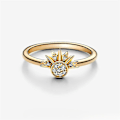 Miniatyrbillede 4 af 5: Sol og Måne Himmelsk Ringsæt, Strålende Sol og Måne Ring med 14K Guld/Sølvbelægning No. 9
