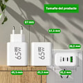 Miniatyrbillede 5 af 5: GaN Type C PD-oplader med 3 USB-porte Opladningsadapter til iPhone 15 14 Xiaomi Samsung Universel Kompatibel White EU +1m CC