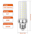 Miniatyrbild 3 av 5: SUGLAE 20W LED Majslampor | Kallvitt 6000K | E27 3-pack 20W high brightness model