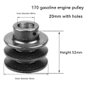 Miniatyrbillede 5 af 5: Dobbelt V-remsskive til 20 mm boring Remskive A-rem til 168F 170F GX110 GX120 GX160 GX200 7HK En