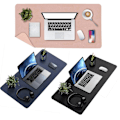 Miniatyrbillede 3 af 5: Atipick Musemåtte og Tastatur Skrivebordsmåtte, Skridsikker, Vandtæt PU Læder Kontormåtte - Sort, Blå og Pink Blue