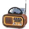 Miniatyrbild 1 av 5: Retro Multifunktionell Bluetooth-högtalare FM AM SW-radio med uppladdningsbara solpaneler Brandväggsradio Subwoofer Bärbart ljud Gold