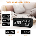 Miniatyrbilde 5 av 5: Digital vekkerklokke med trådløs lader LED skrivebordsklokke Temp Display, svart - svart