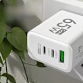 Miniatyrbillede 4 af 5: GaN Type C PD-oplader med 3 USB-porte Opladningsadapter til iPhone 15 14 Xiaomi Samsung Universel Kompatibel White EU +1m CC