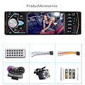 Miniatyrbild 1 av 5: 1Din Bilradio Stereo Bluetooth MP5 MP3 4.1 Tum Pekskärm, Rattstyrning, Backkamera, Satellitsändning Control and Camera