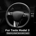 Miniatyrbild 3 av 5: Bil Interiörskydd för Tesla Model 3 Y 2017-2020 Kolfiber Ratt Skyddsram Patch