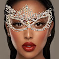 Miniatyrbild 2 av 5: Bröllops Masquerade Mask Rhinestone Ögonmask Maskskydd för Män Kvinnor Dans Cosplay Party Bling Kristall Ansiktsaccessoarer Gold