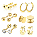 Miniatyrbild 5 av 5: 12st Punk Örhängen i Rostfritt Stål Set Örhänge Båge Gotisk Örhänge Paket Falsk Öronplugg Unisex Öronstift Set Kroppssmycken Gold