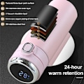 Miniatyrbild 6 av 6: Smart Isolerad Vattenflaska 304 Rostfritt Stål Vakuum Bred Mun Kaffemugg Resetermosar med LCD Touch Screen Kaffekopp Pink