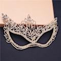 Miniatyrbild 3 av 5: Bröllops Masquerade Mask Rhinestone Ögonmask Maskskydd för Män Kvinnor Dans Cosplay Party Bling Kristall Ansiktsaccessoarer Silver