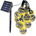 Miniatyrbillede 5 af 5: Varm hvid [Solar 8 funktioner] 5 meter 20 LED-lys Hule kugle-strenglys Juleferiedekoration, f.