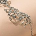 Miniatyrbild 3 av 4: Kedjelänk Ring Anti-allergi Antioxidation Smycken Full Rhinestone Retro Flower Link Ring för present Golden
