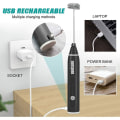 Miniatyrbillede 5 af 5: Bærbar mælkeskummer, mini USB genopladelig elektrisk latteskummer, 3 hastigheder, drikkeomrører