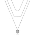 Miniatyrbillede 1 af 5: Lagdelt Choker Halskæde, Håndlavet Forgyldt Y Pendant Halskæde Multilayer Bar Disc Halskæde Justerbar Lagdelt Choker Halskæder Silver