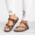 Miniatyrbilde 1 av 3: Dame Gladiator Sandaler Flip Flops Flat Beach Shoes Leopard 41