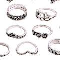 Miniatyrbillede 3 af 5: 15 stk/sæt Kvinder Hul Lotus Solsikke Geometrisk Faux Gem Stabling Finger Ring