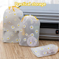 Miniatyrbild 5 av 5: Little Daisy 6-pack förvaringsväskor med dragsko, bekväma multifunktionella genomskinliga frostad plast Vattentäta förvaringspåsar för underkläder, handdukar, strumpor, T