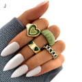 Miniatyrbilde 1 av 5: 1 sett knoke ringer hjerte stables kvinner utsøkt alle match finger ringer for fest J