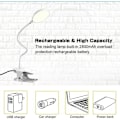 Pikkukuva 3 / 5: LED-pöytälamppu, lukuvalolamppu, 3 väriä ja 3 himmennettävää, 20 LED-kiinnitettävä lukulamppu 360° joustava, 2500 mAh Clamp Lam