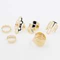 Miniatyrbillede 3 af 4: 6 stk Damemode Golden Tone Leaf Heart Hollow Midi Knuckle Finger Rings Set