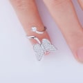 Miniatyrbillede 4 af 5: Mode Bling Butterfly Negle Ring Guld Sølv Farve Cubic Zirconia Justerbare Ringe Hip Hop smykker Negle Ring Til Kvinder