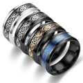 Miniatyrbilde 4 av 5: Mote enkle menn lysende drage mønster glødende ring smykker tilbehør Black-Blue US 9