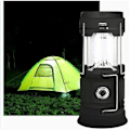 Miniatyrbillede 3 af 5: Solar/USB genopladeligt LED-lys, kraftfuldt campinglys, 2 modes bærbart havelys, 360° hængende lommelygte, sort