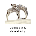 Miniatyrbilde 4 av 4: 2 stk/sett Parring Rhinestone innlagt blank luksusstil Utsøkt fingerring til bankett US 7 2Pcs or Set