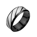Pikkukuva 1 / 4: Parisormus, Twill-kuvio Täysin sopiva, hieno työstö ruostumatonta terästä Geometriset kiiltävät unisex -sormukset kihlaan Black US 12