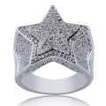 Miniatyrbillede 4 af 5: Hip Hop Femstjernet Ringe Til Mænd Kvinder Guld Sølv Farve Iced Out Cubic Zircon Størrelse 7-11 Charm Ring Bling Smykker Gave Silver