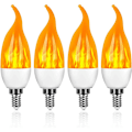 Miniatyrbillede 1 af 4: Stearinlys flamme lampe dekoration LED spids boble simulering flamme lampe (spids boble model gult lys tre-hastigheds tilstand E14 4 stk),